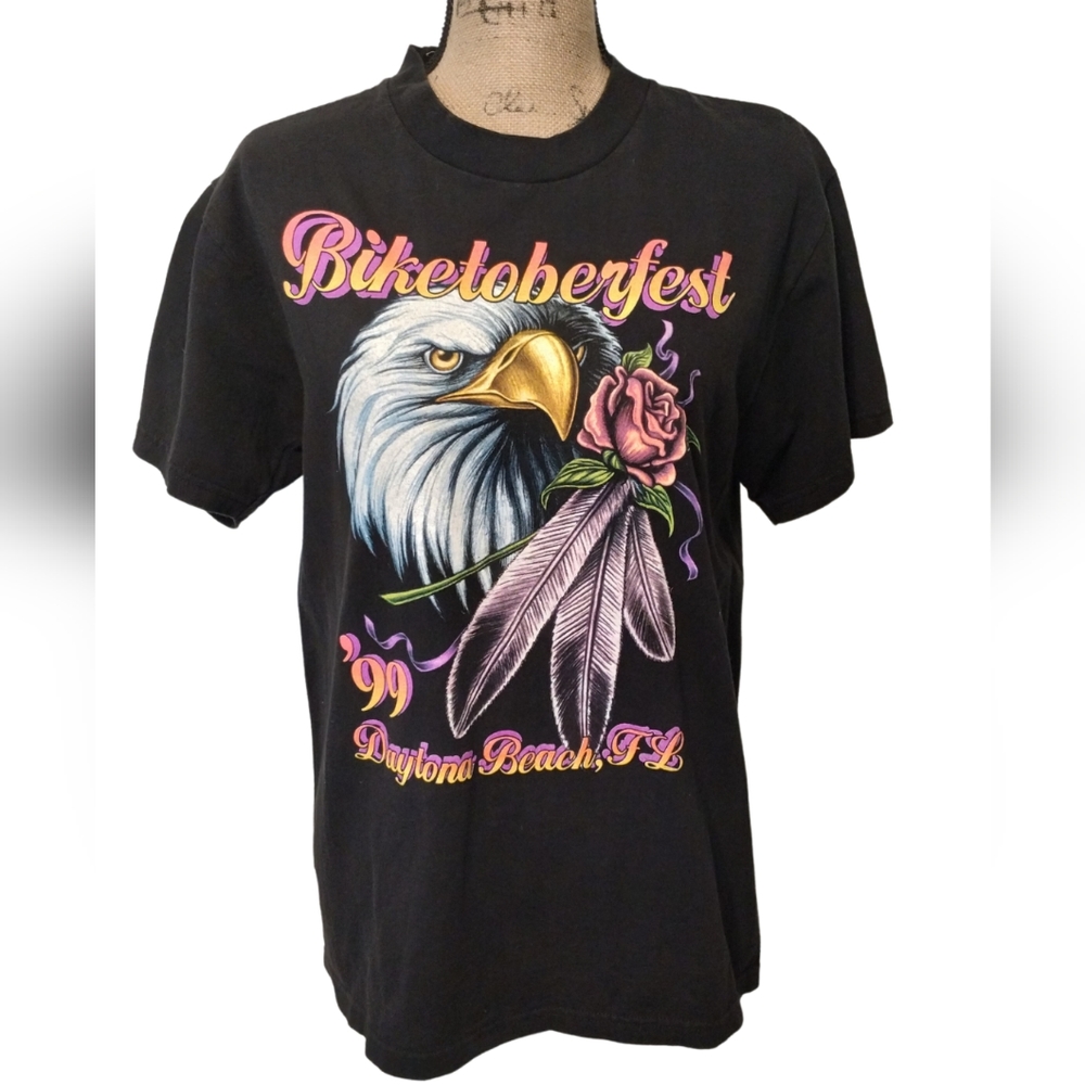 Harley-Davidson Black Biketoberfest Eagle Tee with Pink Rose